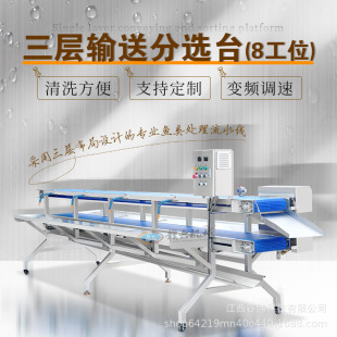 赣云牌八工位调速杀鱼台三层输送分选台多功能鱼类水产加工处理线