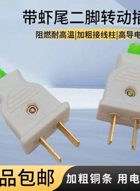 加厚纯铜白色插头阻燃防爆耐高温虾尾插头不带线二级插头WTS252