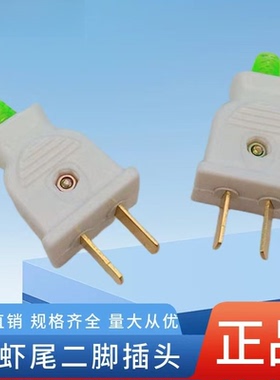 转动式两脚插头电工两极电源插头可旋转白色插头二极插头WTS745
