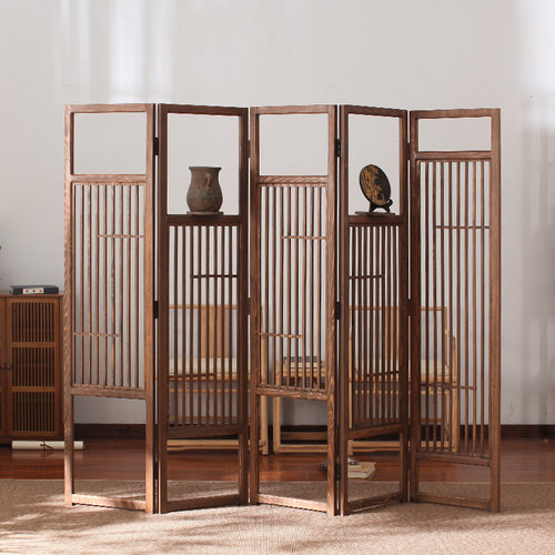 实木屏风隔断移动折屏客厅屏风复古中式隔断办公实木简约现代折叠