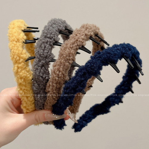 秋冬高颅顶毛绒发箍女2025新款高端发捆头饰日常外戴洗脸压发头箍