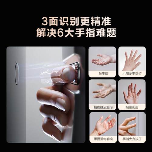 鹿 客S6  Max能门锁3D人脸识别指静脉锁双摄猫眼密码门锁 幻影灰