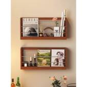 中古风编无品牌 藤壁志挂物架墙厅客墙上简约书报刊架装 饰杂置收