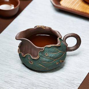 叶宜茶兴原矿紫QJJ泥公道杯紫砂莲子荷公杯分器夫茶具配功件滤茶