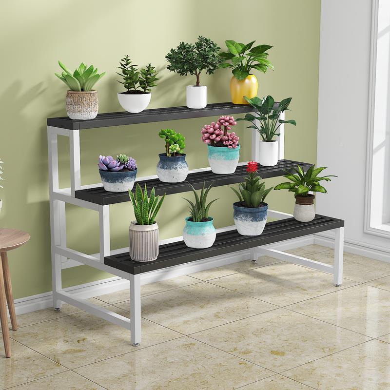 厅花架置物架阶客梯式落地阳台花架子室内外庭院盆栽架2545子多铁