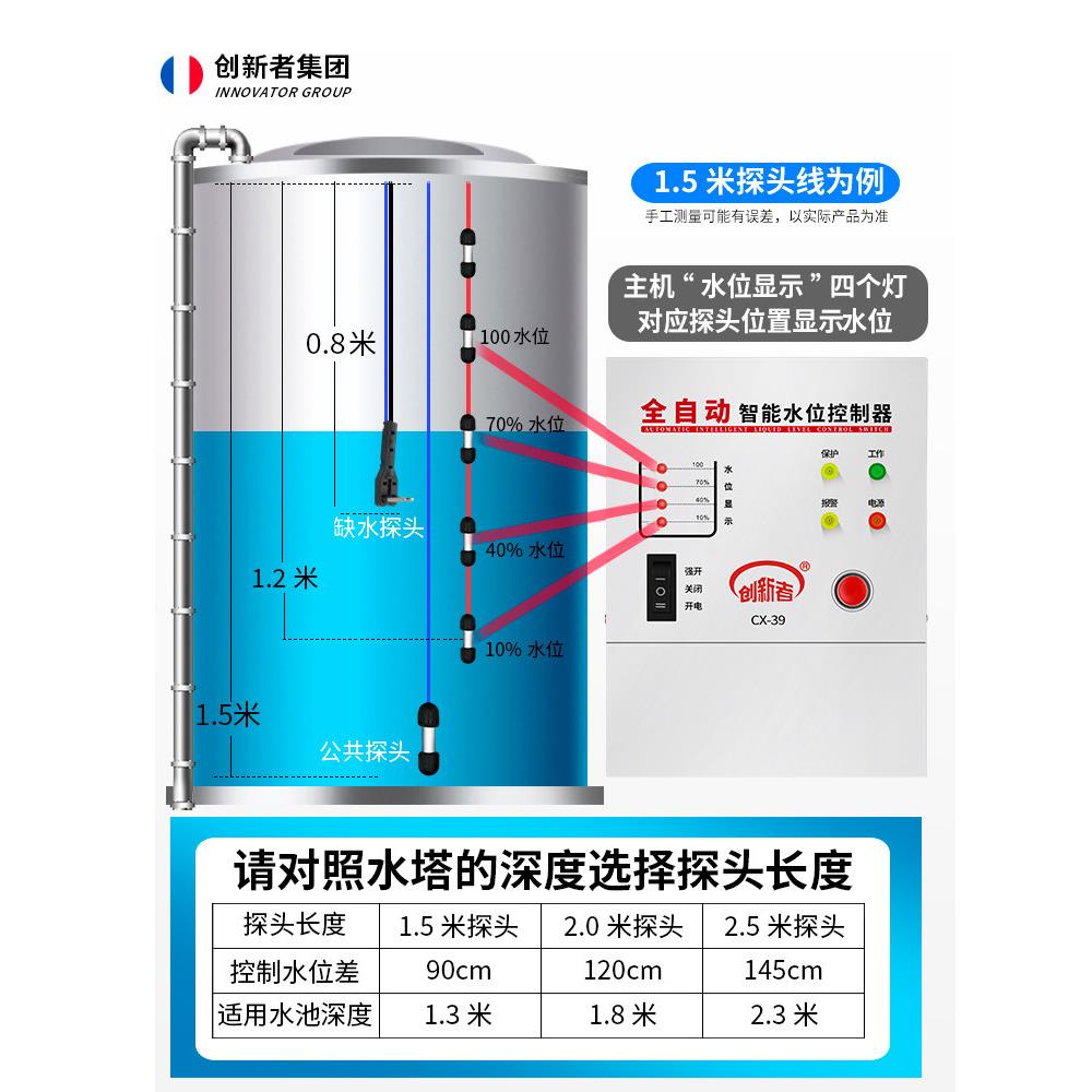 全自动水位控制控关开感器水泵水箱水塔水制器水泵显示叠传加报警