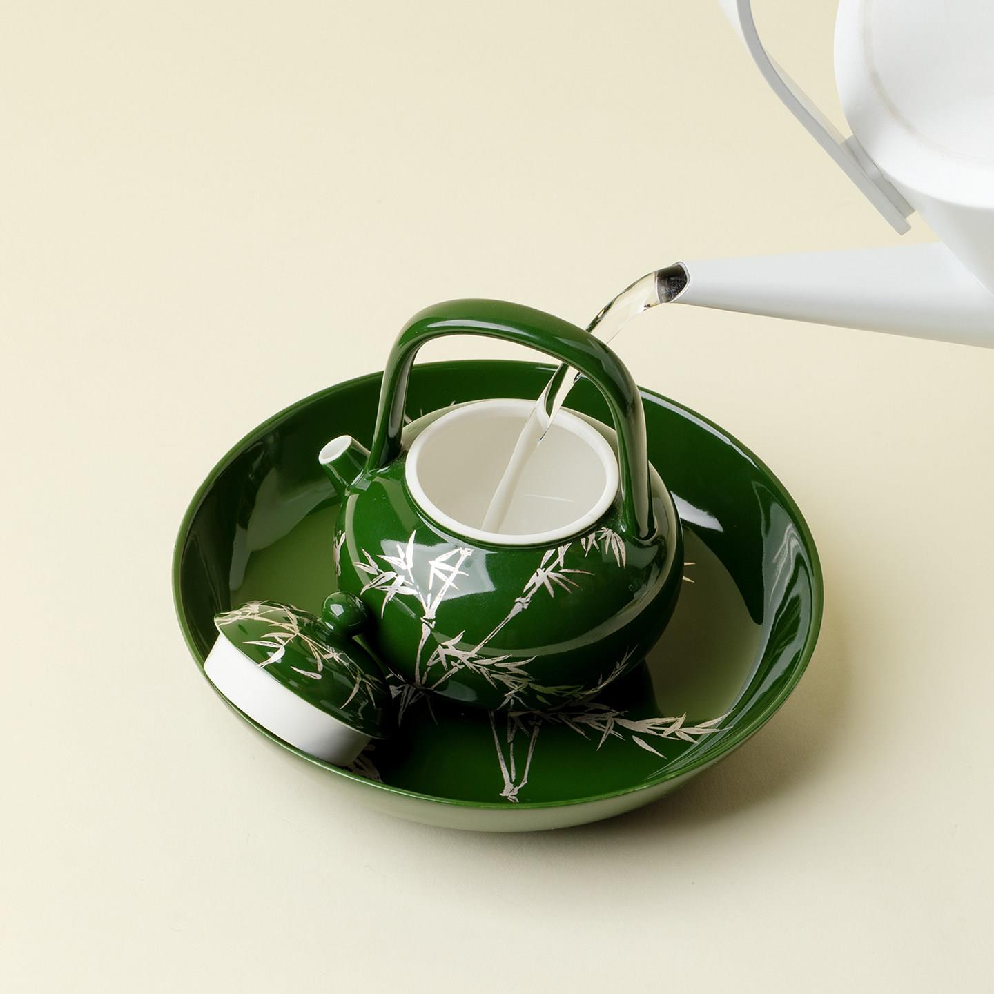 复中国风墨绿银竹壶承碗古清干泡盘茶壶盖新托盘茶承JnDaCffx茶具