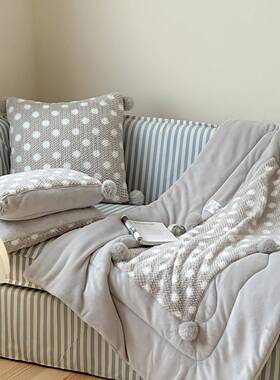 抱枕子两用韩式毛球被午靠枕功能家用沙发空8666调被车多内休毯四