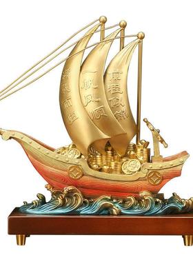 上业若水《一帆风顺》铜摆件 龙0987善船帆店船家居铺开乔迁礼品0