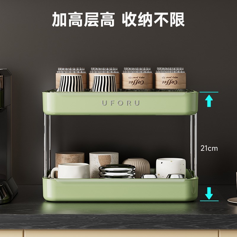 双层沥水复古杯架杯子收纳置物架家用桌面水杯收纳架餐桌茶杯托盘