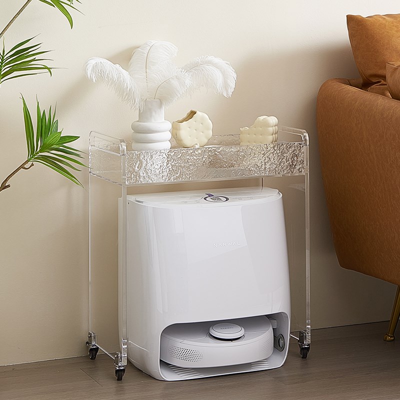 扫地机器人置物架亚克力边几收纳透明云鲸科沃斯追觅石头移动推车