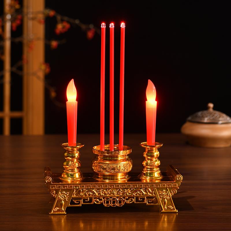 电子蜡烛无烟led灯佛前供灯电子香炉烛台祭拜长明灯家用供奉摆件
