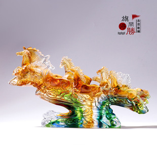 琉璃马装 饰工艺品摆件马到成功办公室客厅乔迁新居开业礼品送领导