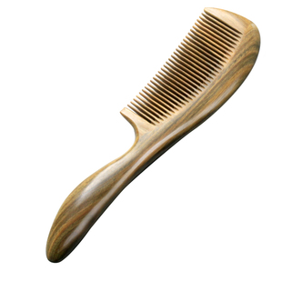 天然绿檀木梳子家用玉檀香密齿梳牛角无静电便携梳子女士长发