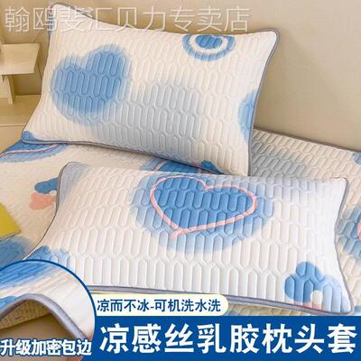 乳胶枕套一对装夏季48*74cm可水洗冰丝夏凉枕头套单个枕芯内胆套