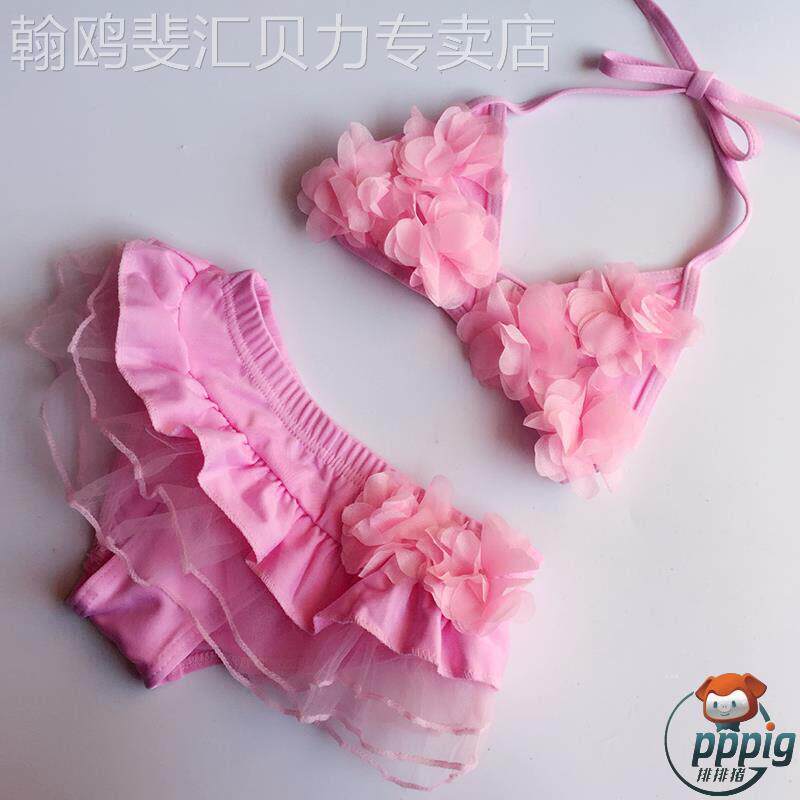 泳衣女款儿童女宝宝比基尼分体裙式幼儿中小童可爱花朵泳装公主风