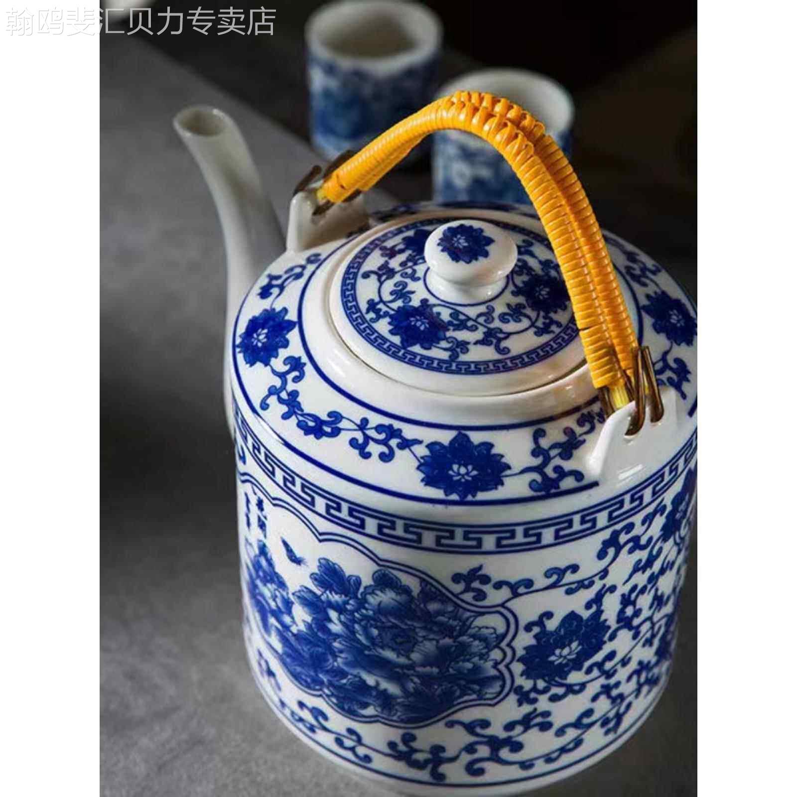 景德镇瓷茶壶陶瓷大容量冷水壶大青花瓷冷水壶吊梁茶壶家用