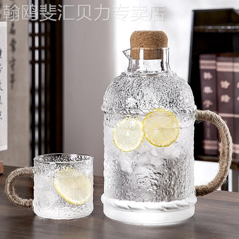 麻绳玻璃冷水壶凉白开 水杯耐高温家用冷水壶杯子套装泡茶壶大容