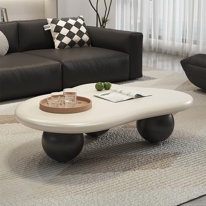 法式奶油风云朵茶几现代简约家用小户型黑白异形创意网红设计茶桌