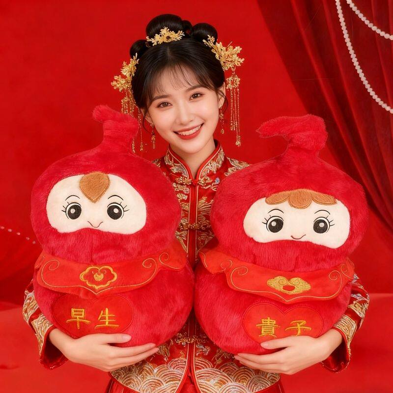 新婚压床娃娃中式抱枕一对结婚礼物毛绒婚房喜庆婚庆布置床上床头