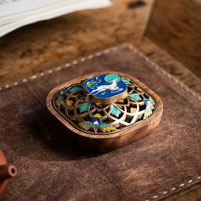 香插香座欧式沉香线香香薰炉檀香 珐琅彩香托盘香插 香盒线香底座