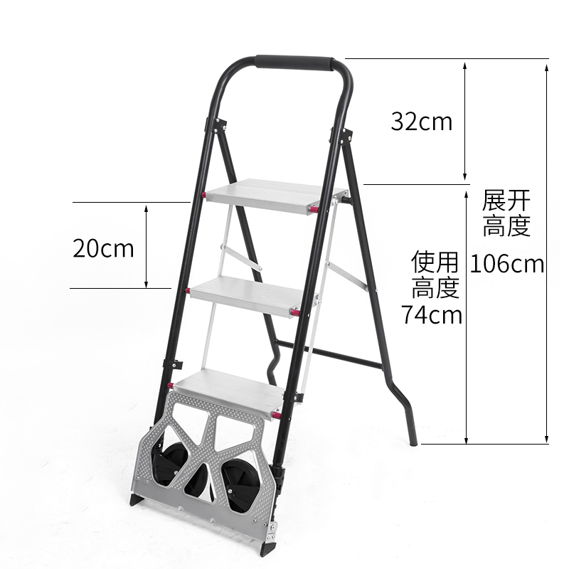 多功能摺叠手推车老虎车合梯子摺叠家用小梯子迷你人字梯铝合金梯