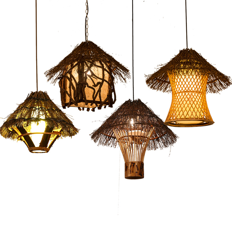 中式复古个性创意竹艺仿古民宿客栈特色饭厅吧台漫咖啡厅酒吧吊灯
