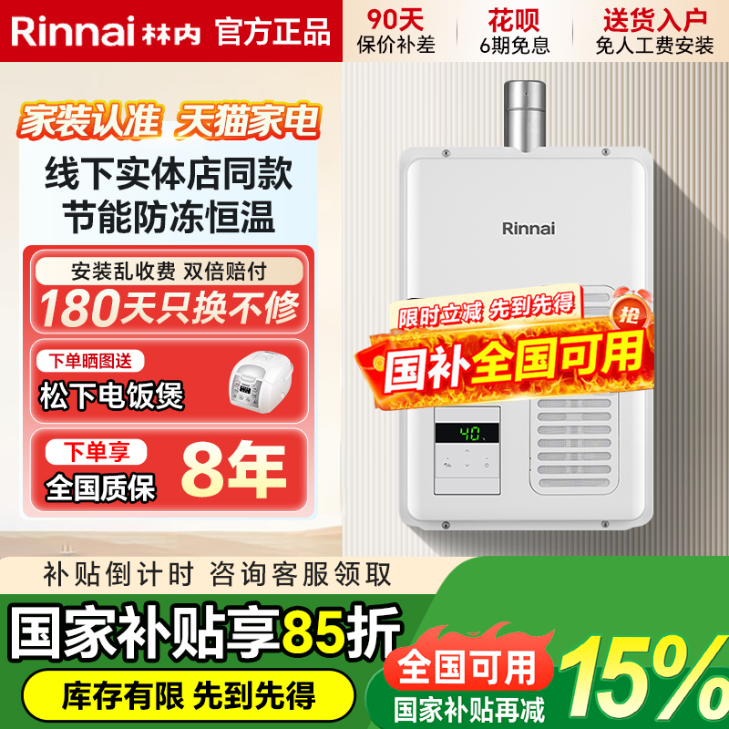 林内日本进口室内燃气热水器20升