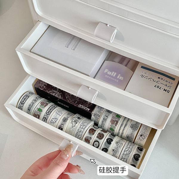 6B76桌面抽屉式收纳盒手账文具置物架学生书桌上笔筒宿舍整理化妆