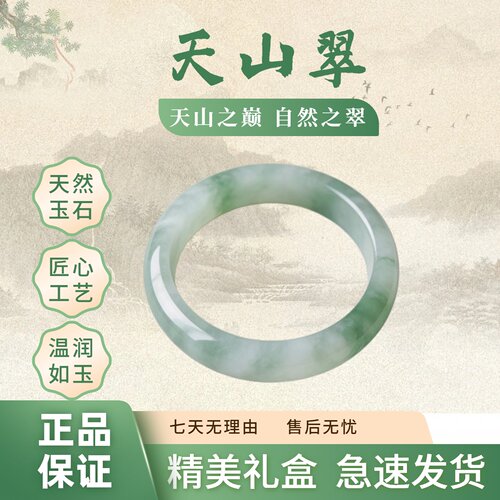 精品高货天山翠玉镯飘花冰透