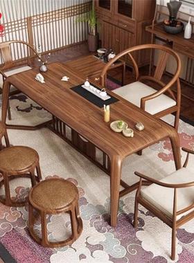 新中式实木茶桌椅简约办公家用泡茶台禅意茶室白蜡木会客功夫茶桌