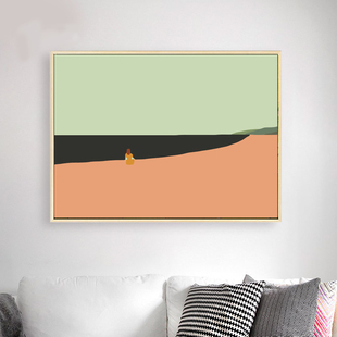 手绘风景数字油画填充解闷装饰画涂色丙烯油彩画日出挂画