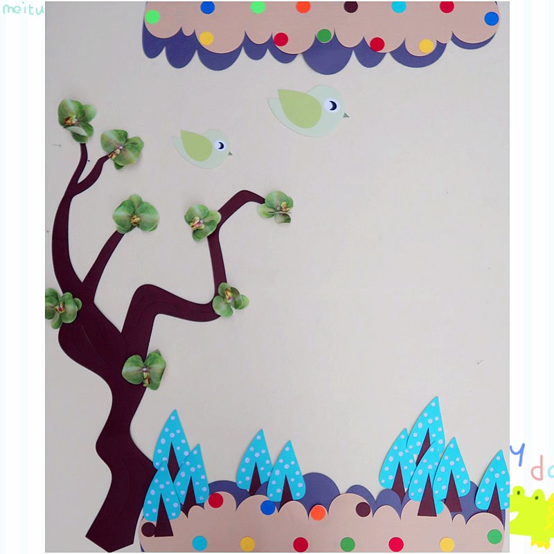 幼儿园环境布置材料春季花儿朵朵墙面装饰家园联系题墙贴