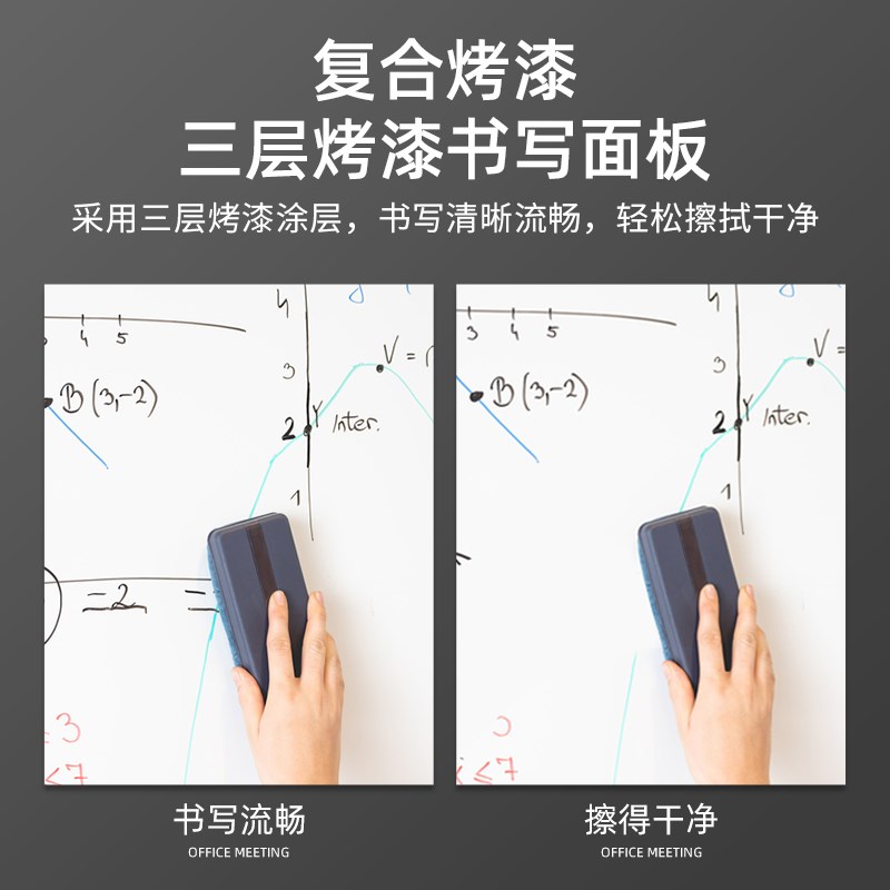 美斯特黑框支架斜放竖式活动磁性大白板可擦写办公室会议写字板家