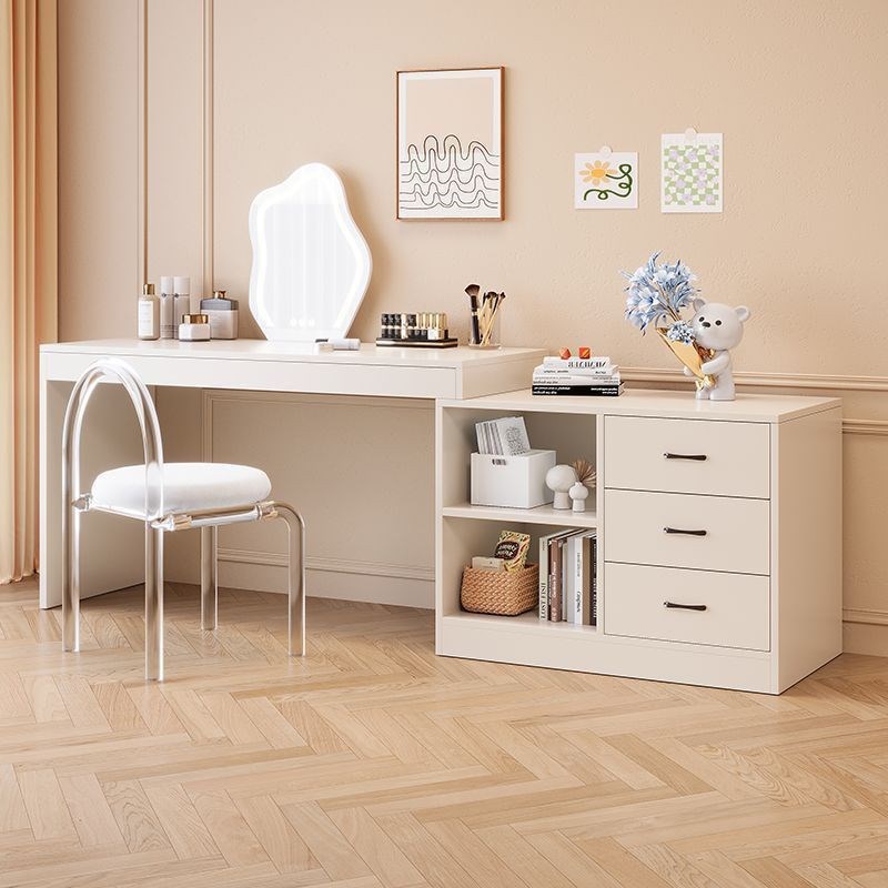 实木书桌儿童学习桌写字桌电脑桌台式桌家用伸缩办公桌奶油风桌子