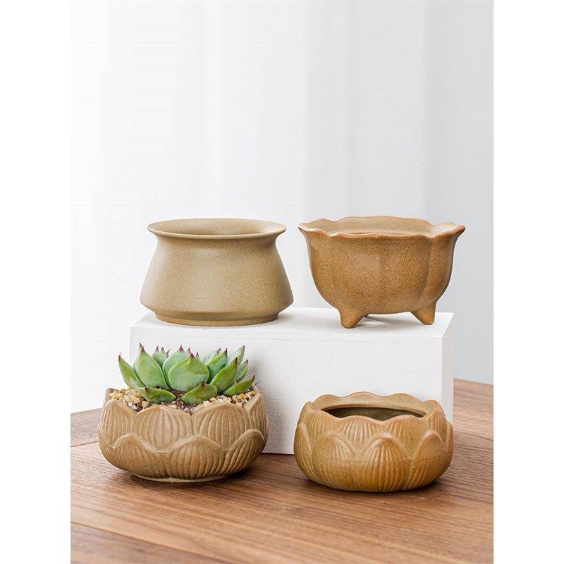 多肉盆陶瓷无釉粗陶多肉素烧老桩装大小口径仓盆,家居饰品,户外/庭院摆件,淘宝优惠券,粉丝福利购,淘宝优惠卷