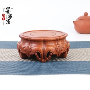 红木独木底座圆形木雕茶壶瓶盆工艺品底座实木底座托垫子