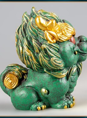 器物志 麒麟玄关客厅办公室桌面装饰青砂石茶宠精品养