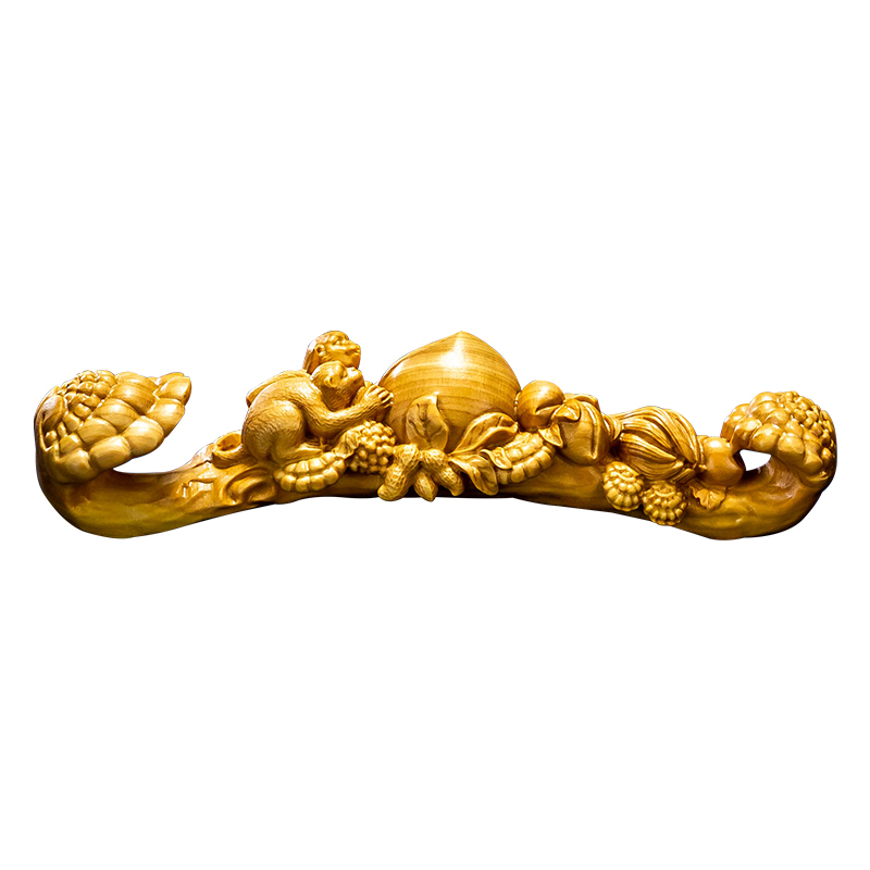 木雕手把件小叶黄杨木雕刻实木灵猴贺寿如意家居饰品随身把玩摆件