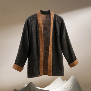 【仙风道骨】2025秋季新款长袖道袍男正品香云纱泡泡缎双面穿外套