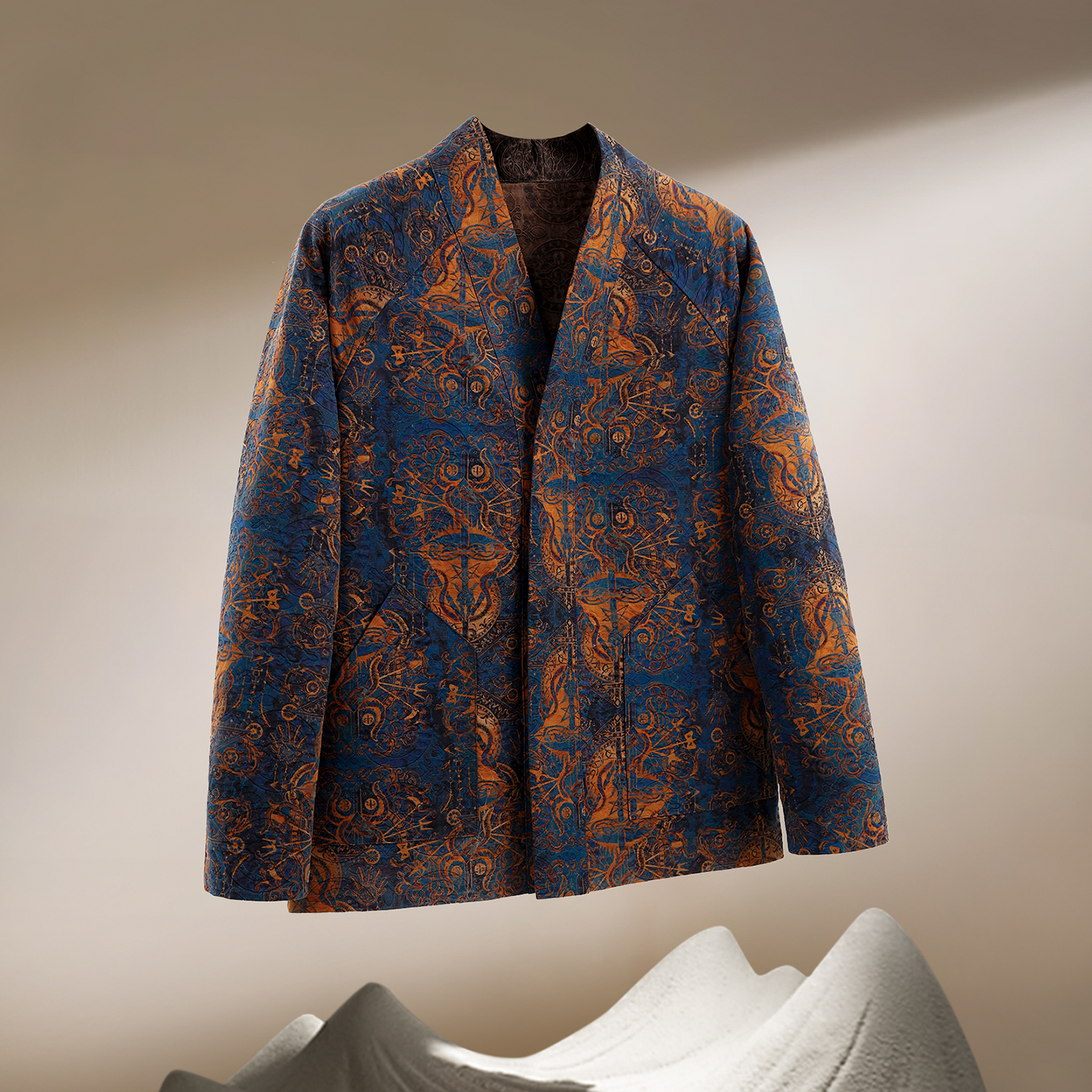 【敦煌飞天】改良新中式极简风重磅锦油绸香云纱汉服男连肩袖上衣