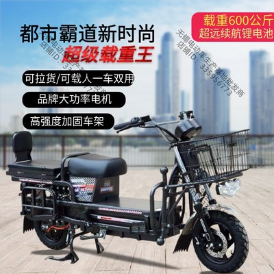 载重王拉货电动车电瓶车电摩72v二轮载货路霸外卖送餐铁皮踏板车