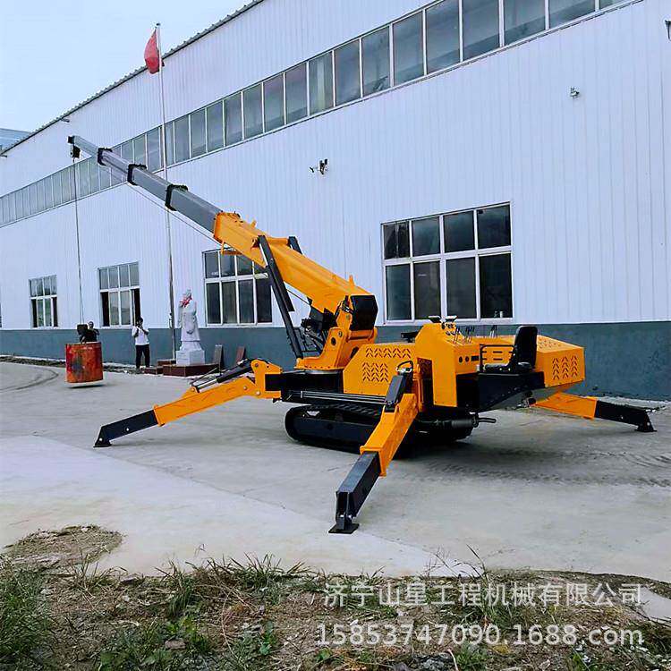 矿山基建履带蜘蛛吊收缩式支腿遥控操作狭窄路段60º旋转吊起