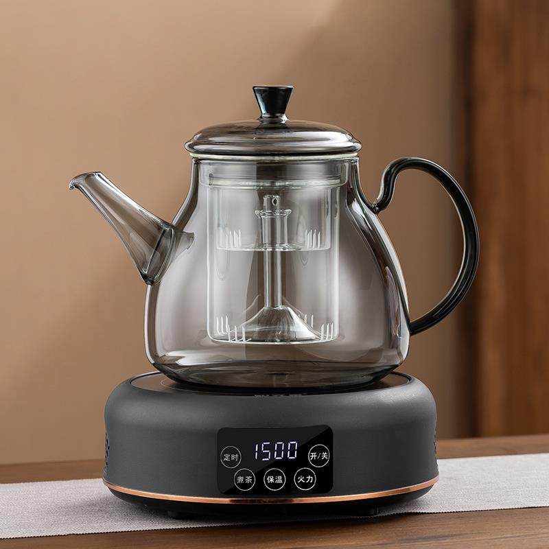 耐高温蒸汽煮茶器大容量玻璃蒸煮一体茶壶养生壶黑晶炉煮茶烧水壶