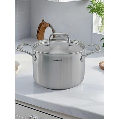 Chockmen18-10不锈钢汤锅304炖煲煮粥汤锅火锅边炉蒸锅三层钢20cm