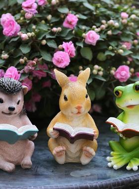 创意可爱个性卡通动物青蛙兔子摆件 花园客厅动物装饰工艺品摆设
