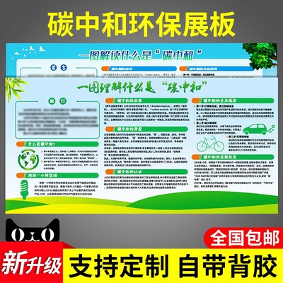 碳中和题宣传海报展板碳达峰节能减排低碳绿色环保知识告示告知墙