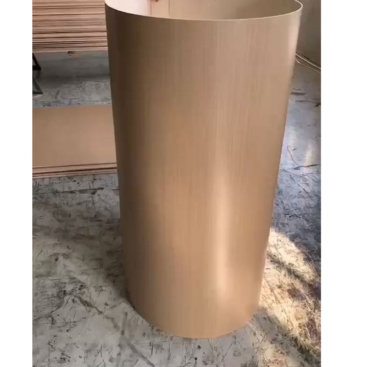 弯曲板科定木饰面弧形免漆实木多层贴真木皮折弯护墙板梵品圣栎嘉