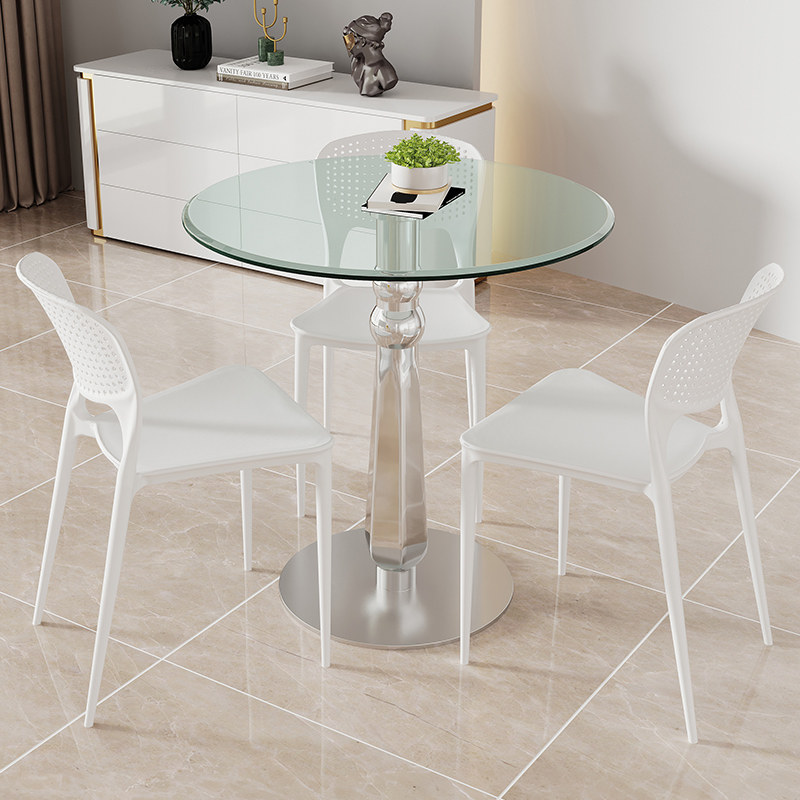 钢化玻璃餐桌玻璃圆桌洽谈桌椅会客桌饭桌家用小圆桌子玻璃桌,住宅家具,玻璃餐桌,淘宝优惠券,粉丝福利购,淘宝优惠卷