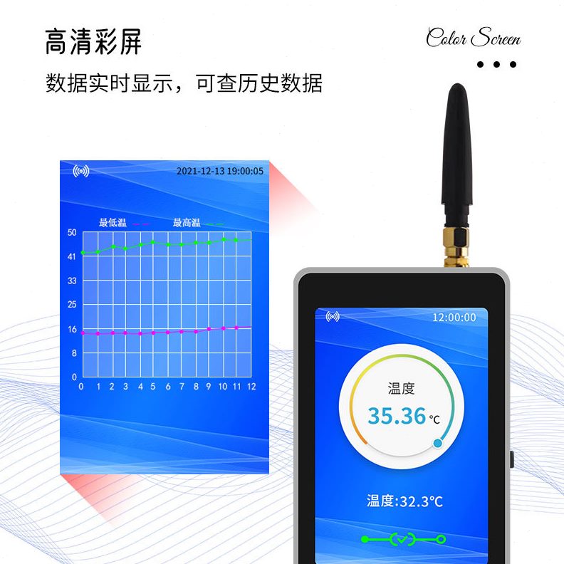 铂热电阻采集模块本地液晶触摸记录仪工业2路PT1000无线温度采集